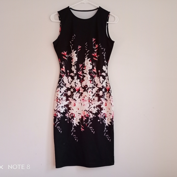 Floral summer dress black sleeveless dress XS - Picture 2 of 6